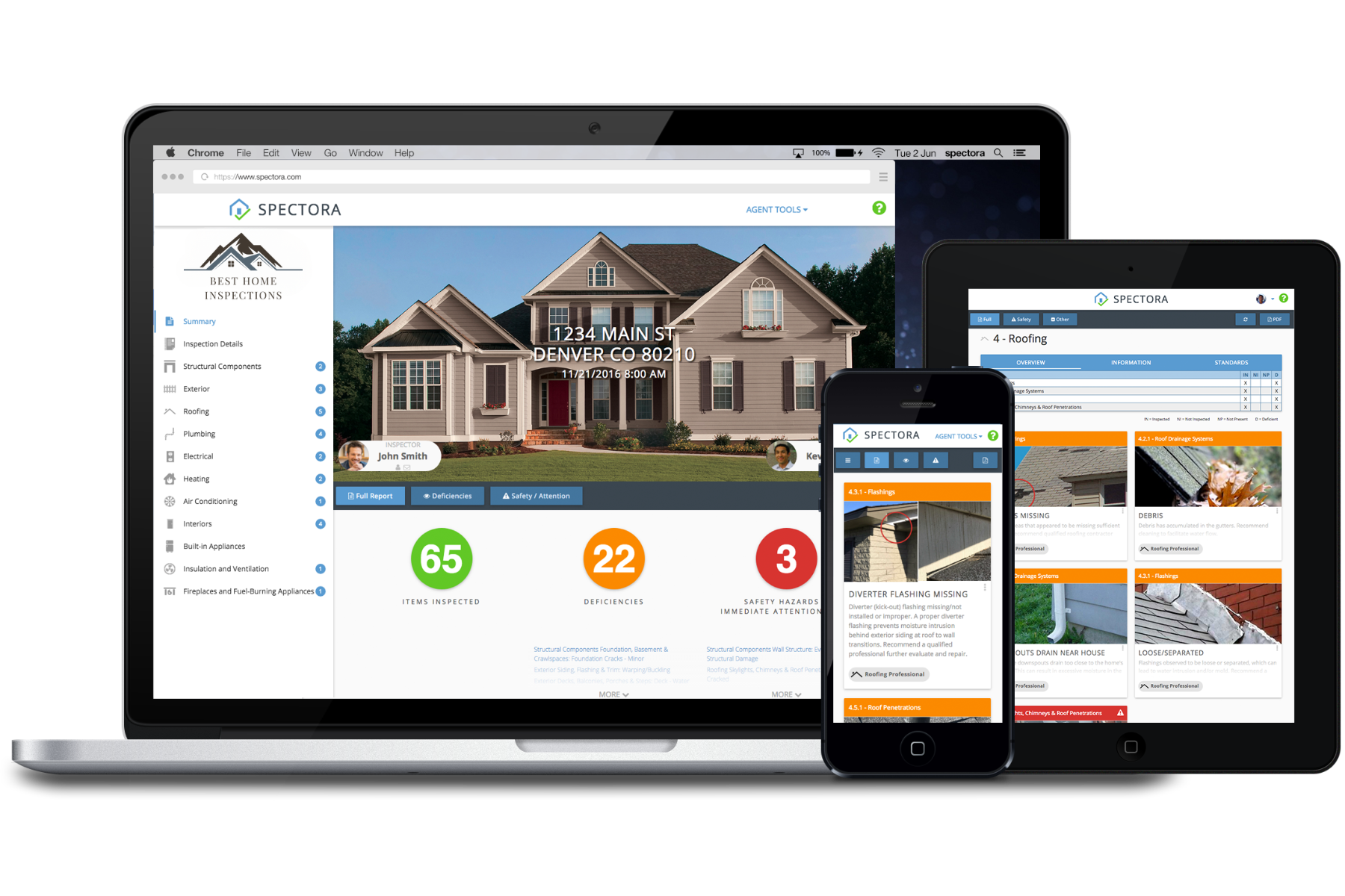 Our Spectora home inspection reports can be viewed on any device!